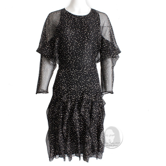 Gucci Dress Silk Polka Dot Print Flutter Skirt GG Logo F/W 2011 Runway Silk HTF - Picture 1 of 12